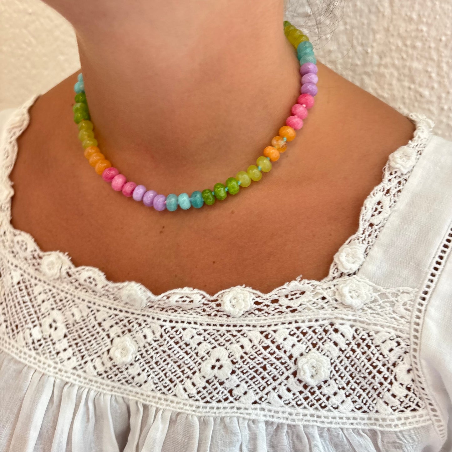 Lolly hand knotted stone necklace