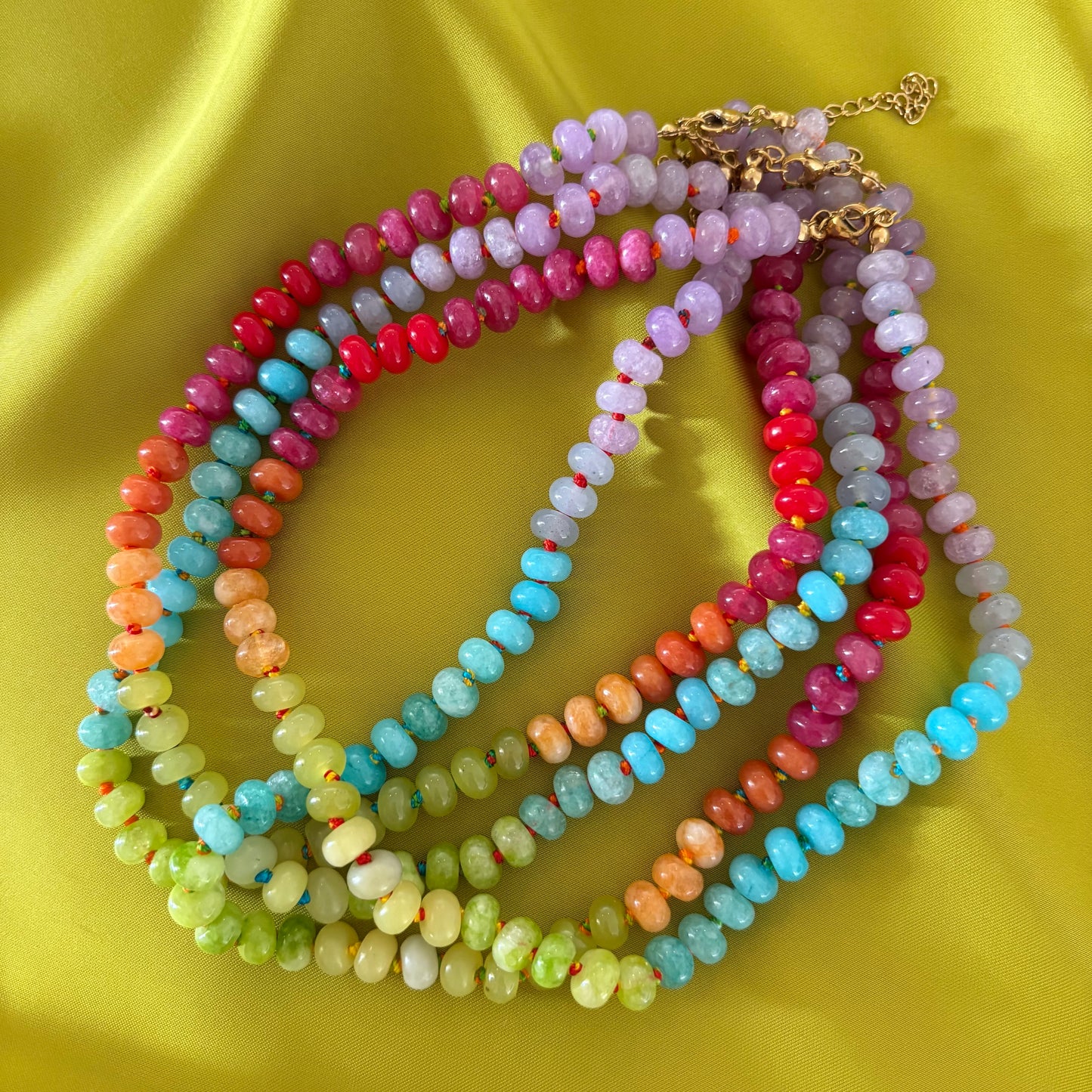 Confetti hand knotted necklace rainbow sold out - this is a preorder ships Aug 1