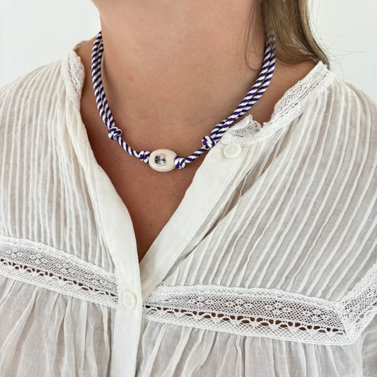 Purple stripe cord necklace game day