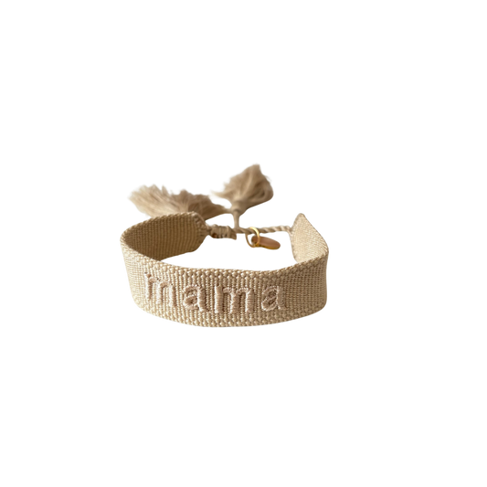 Mama embroidered tassel bracelet