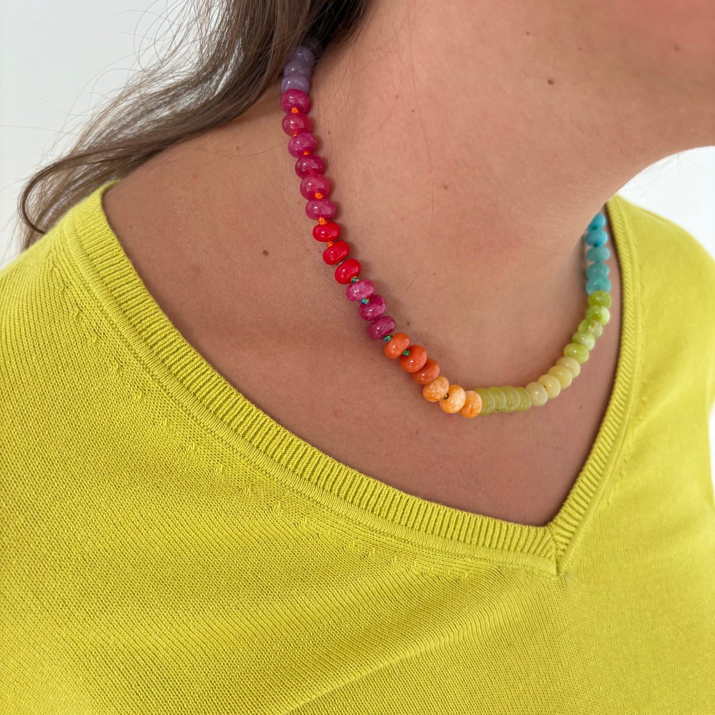 Confetti hand knotted necklace rainbow sold out - this is a preorder ships Aug 1