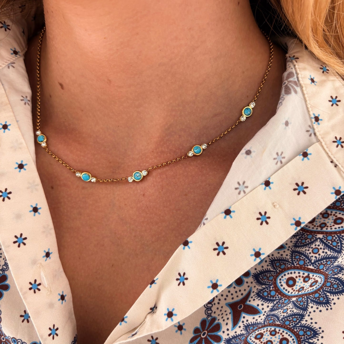 Ophelia turquoise dainty diamond necklace