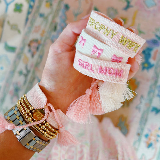 Pink bow tassel bracelet