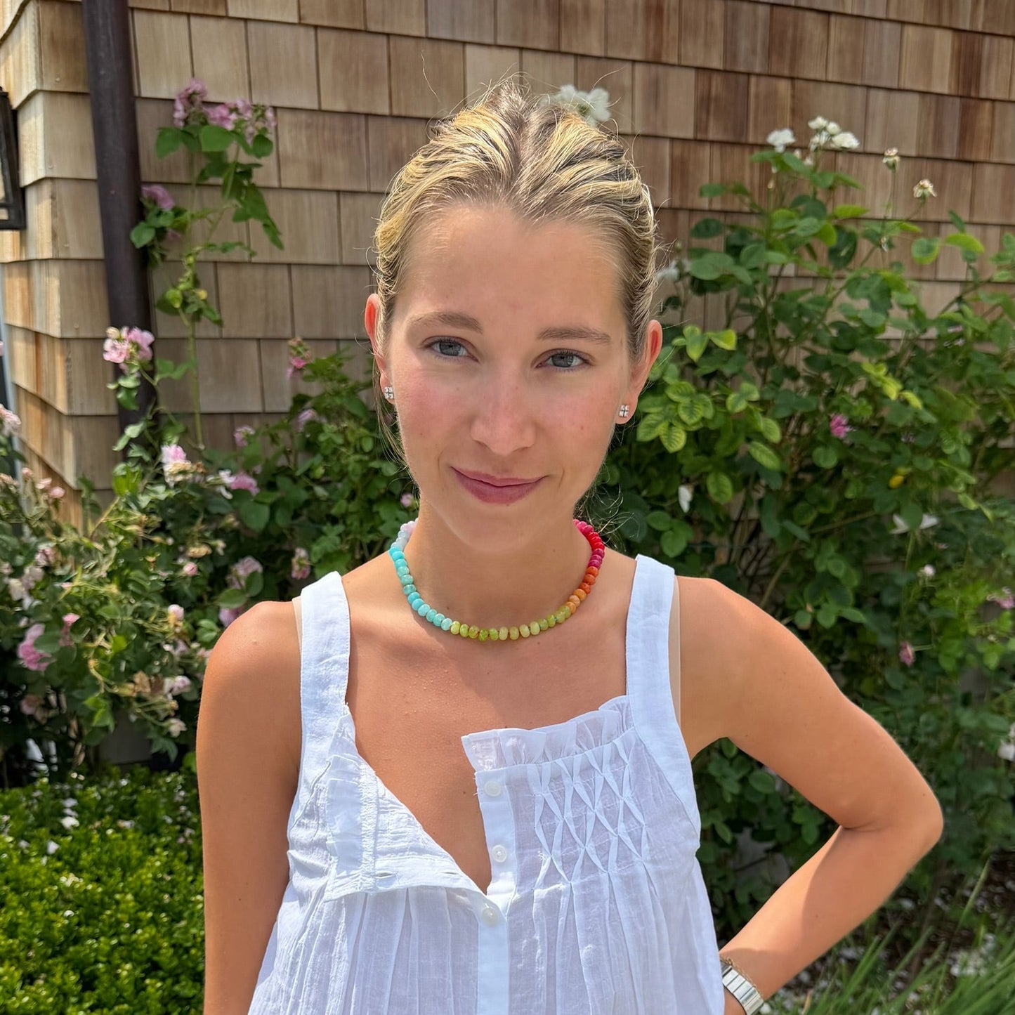 Confetti hand knotted necklace rainbow sold out - this is a preorder ships Aug 1