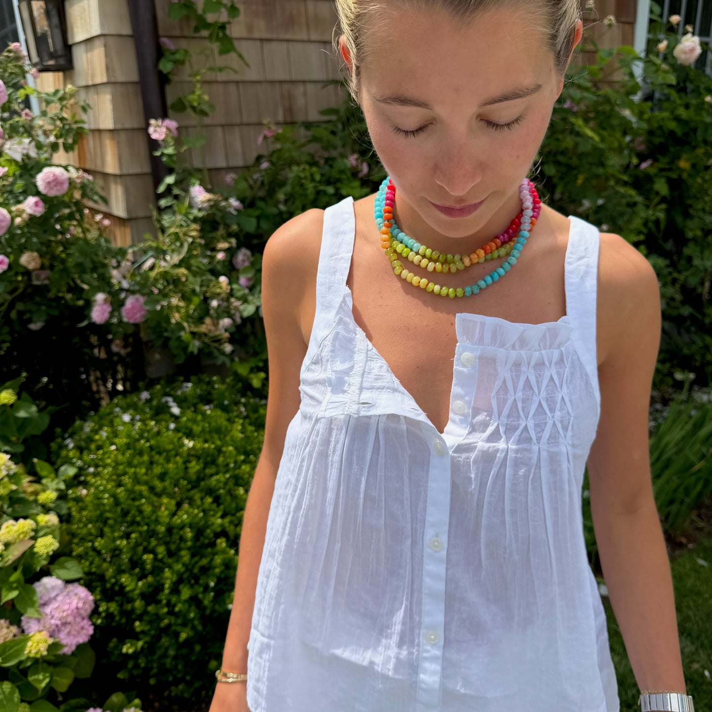 Confetti hand knotted necklace rainbow sold out - this is a preorder ships Aug 1