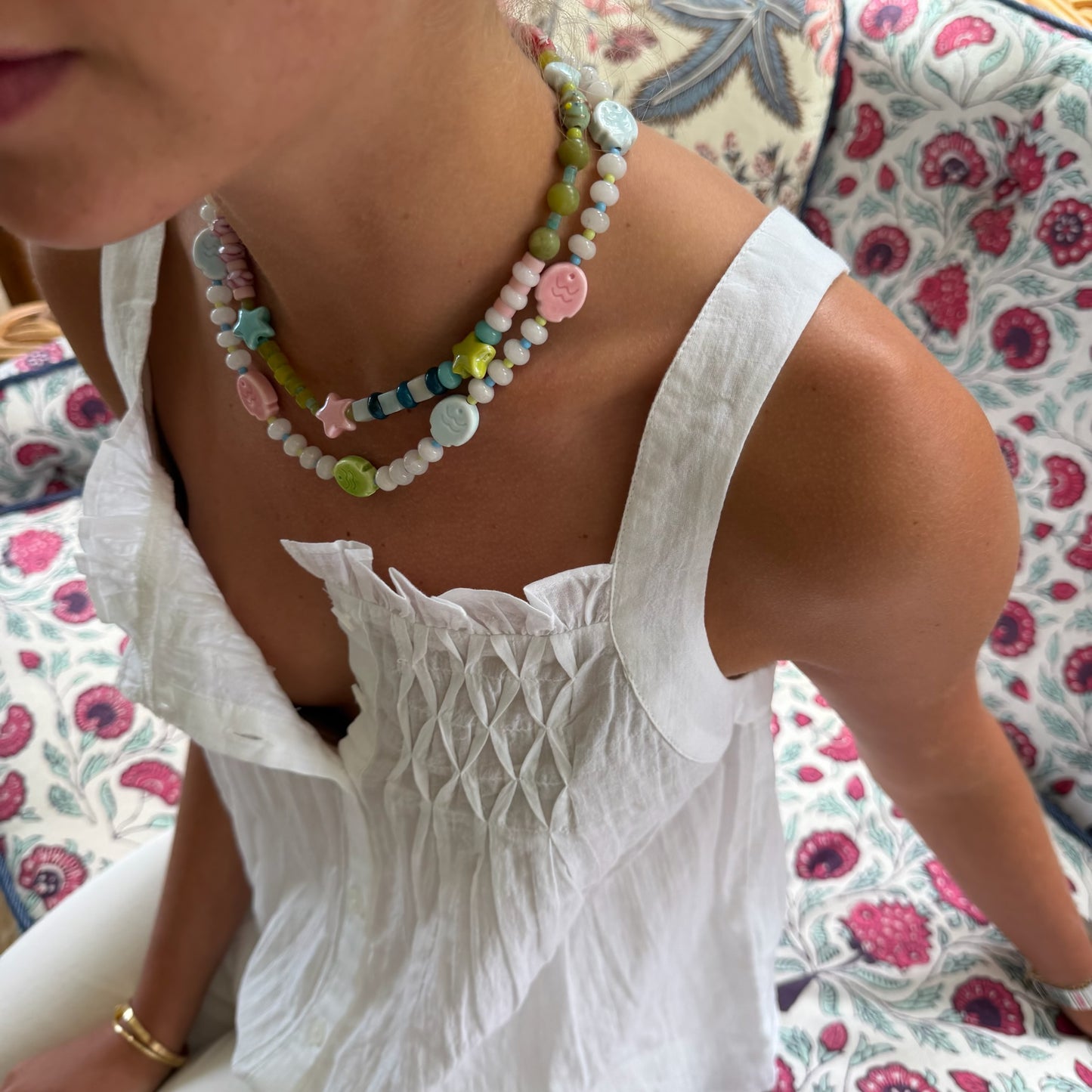 Poppy pastel fish necklace