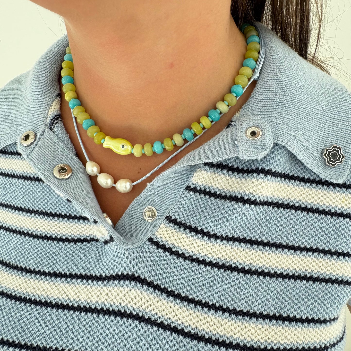 Penelope pearl necklace in blue