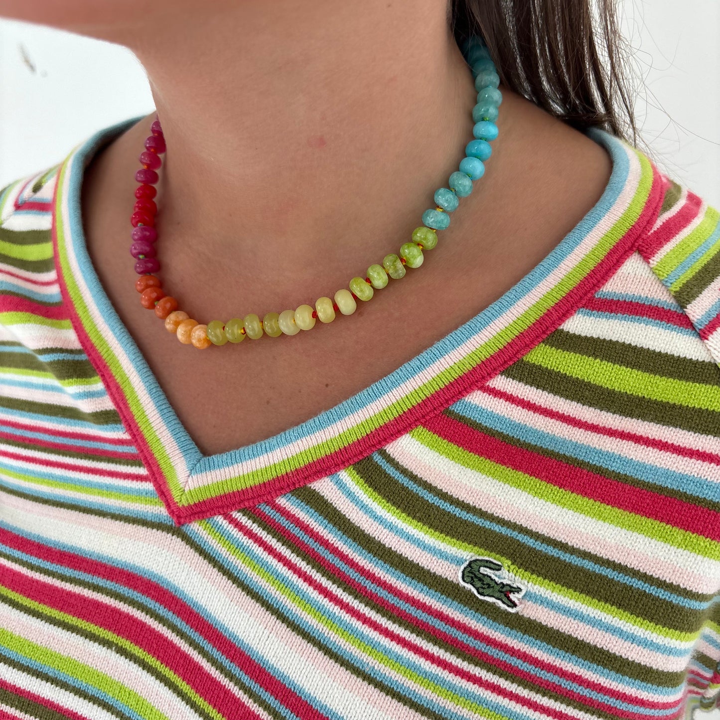 Confetti hand knotted necklace rainbow sold out - this is a preorder ships Aug 1