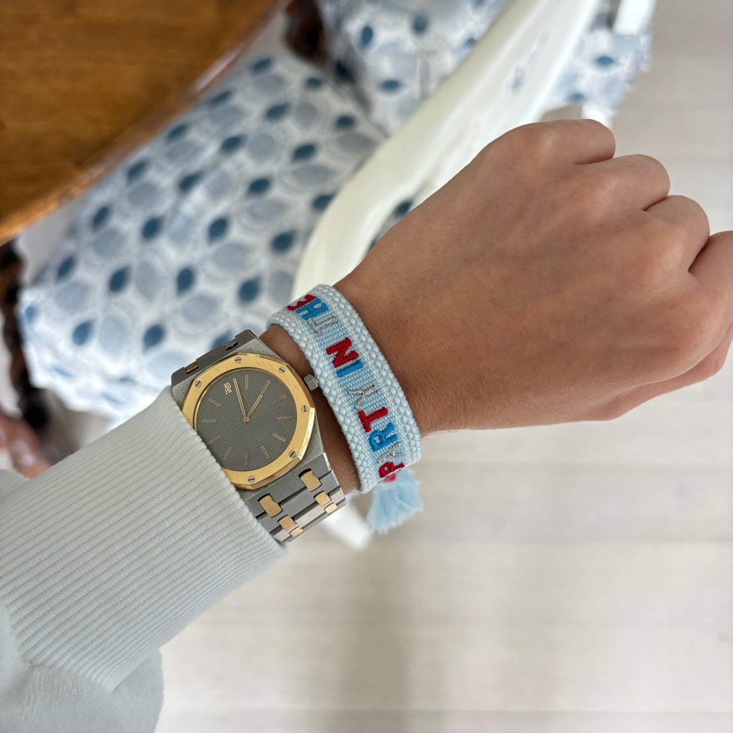 Party in the USA embroidered tassel bracelet with star charms