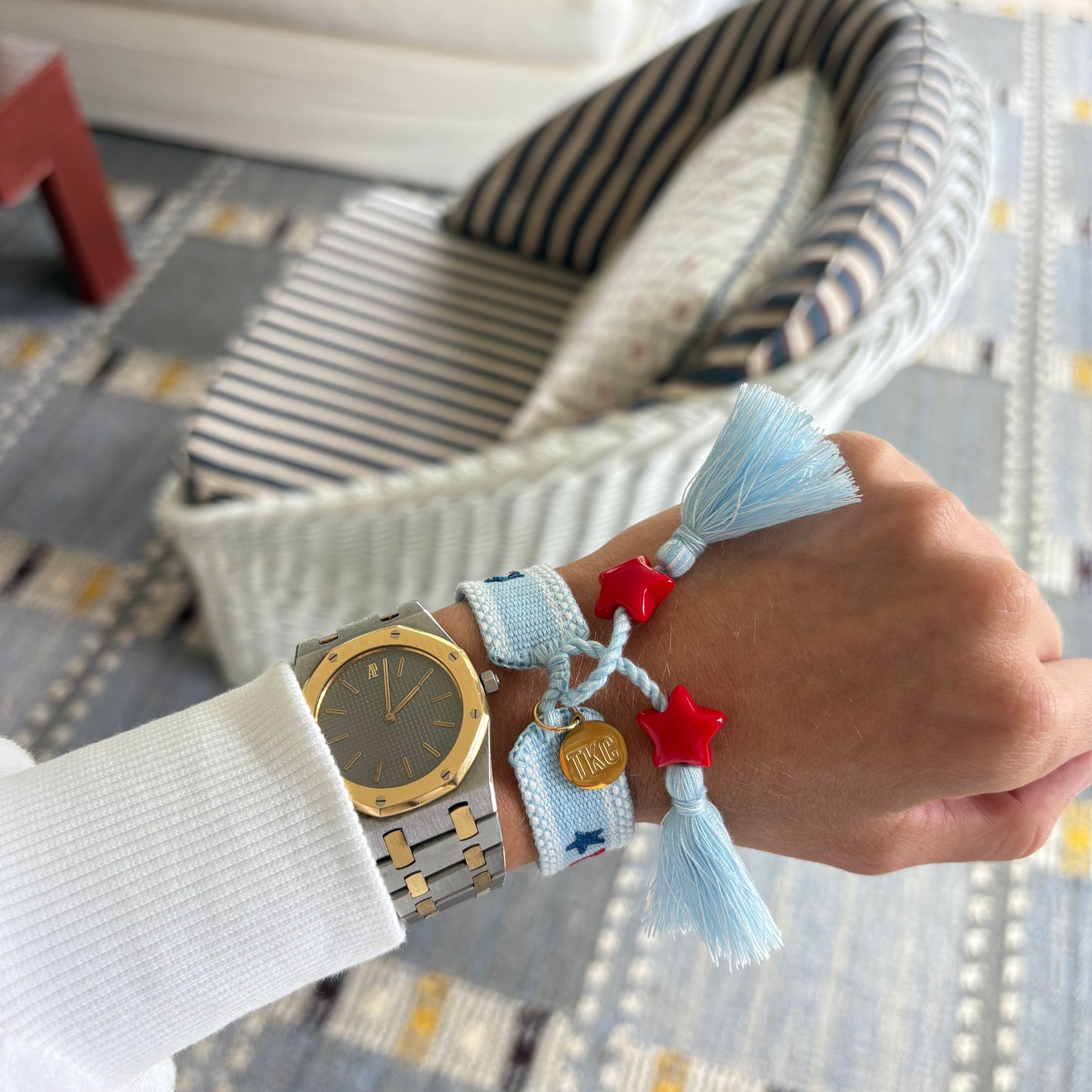 Party in the USA embroidered tassel bracelet with star charms