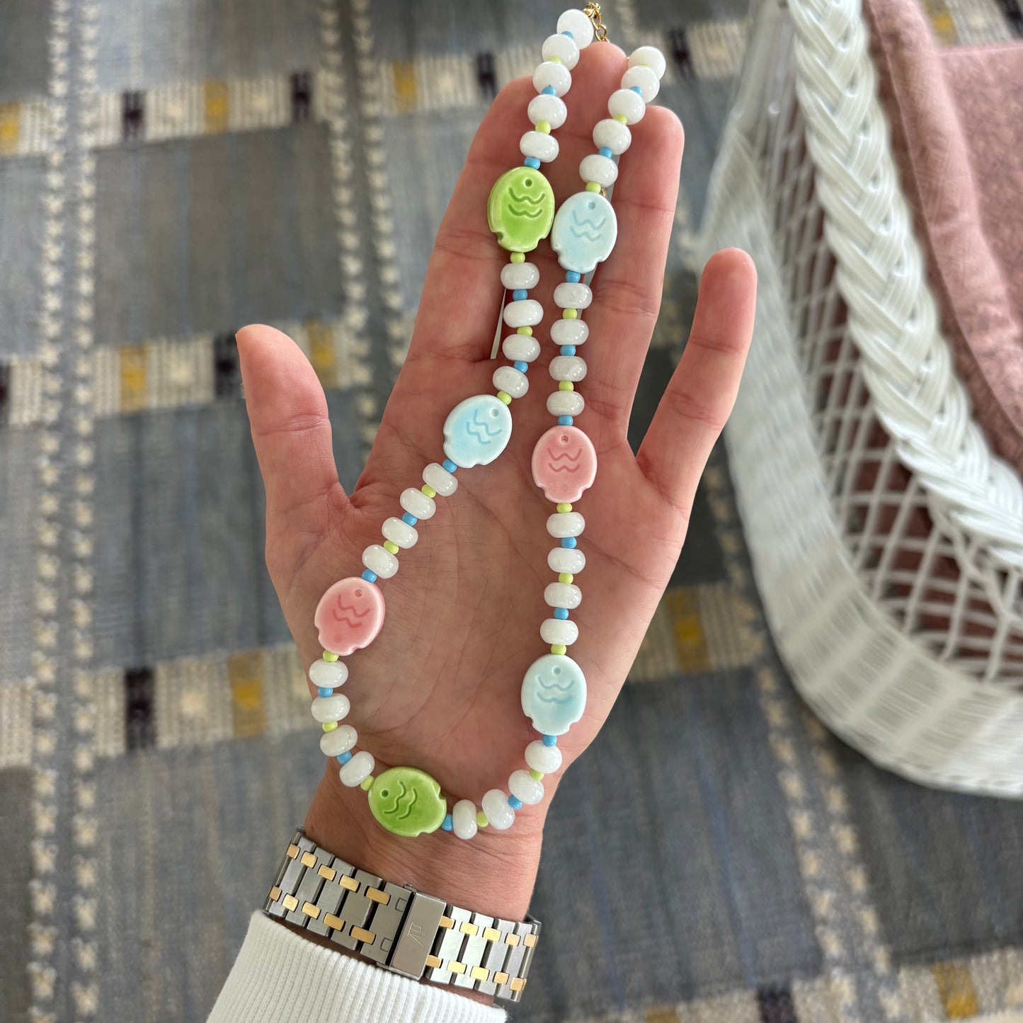 Poppy pastel fish necklace