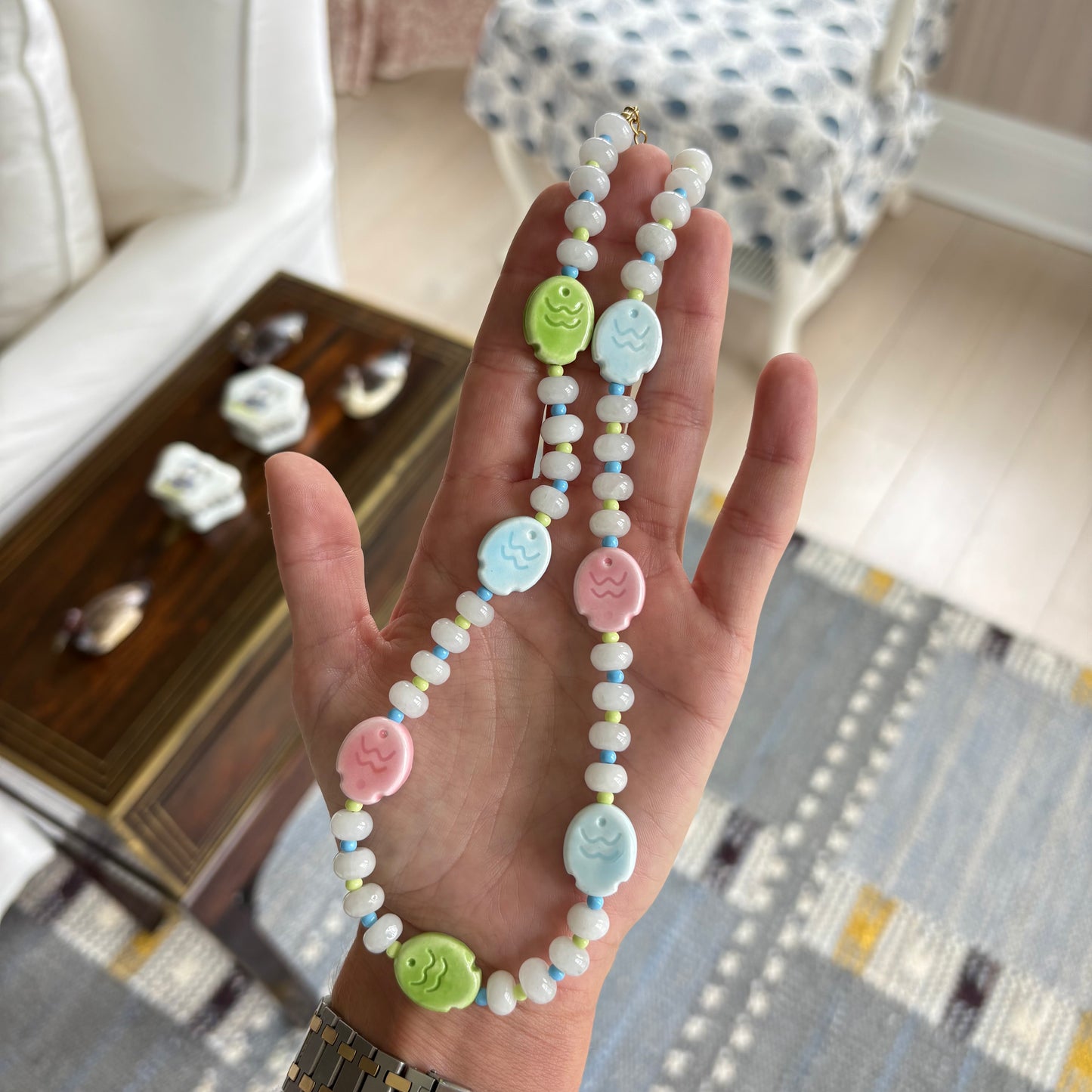 Poppy pastel fish necklace