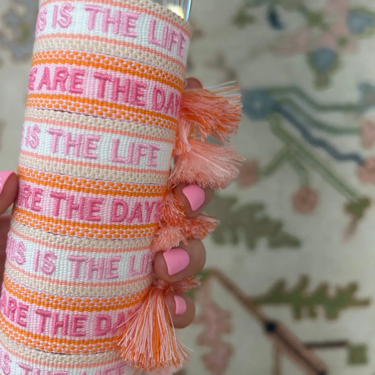This is the life embroidered tassel bracelet